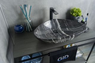 Раковина Gid Mnc206 54427 накладная под камень глянцевая 59x39x13